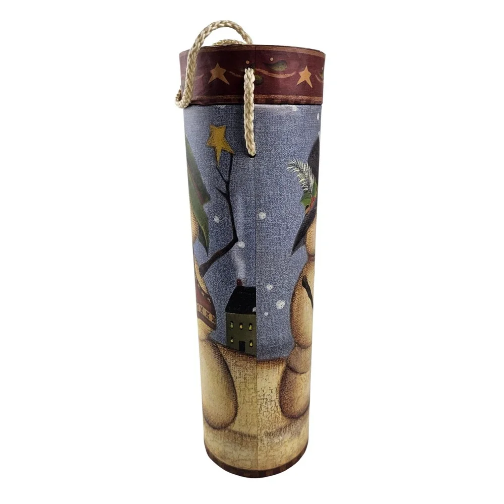 Kim Lewis Tri Coastal‎ Design Snowman Wine Bottle Container Christmas Decor